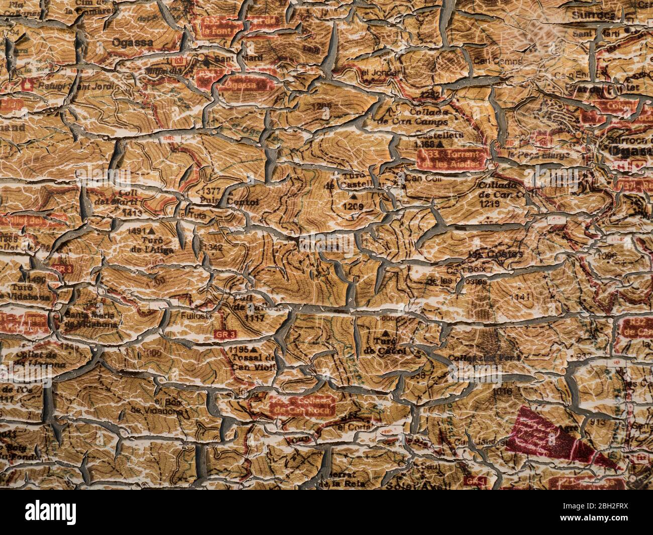 Spagna, Old mappa meteo che si stacca dal muro Foto Stock