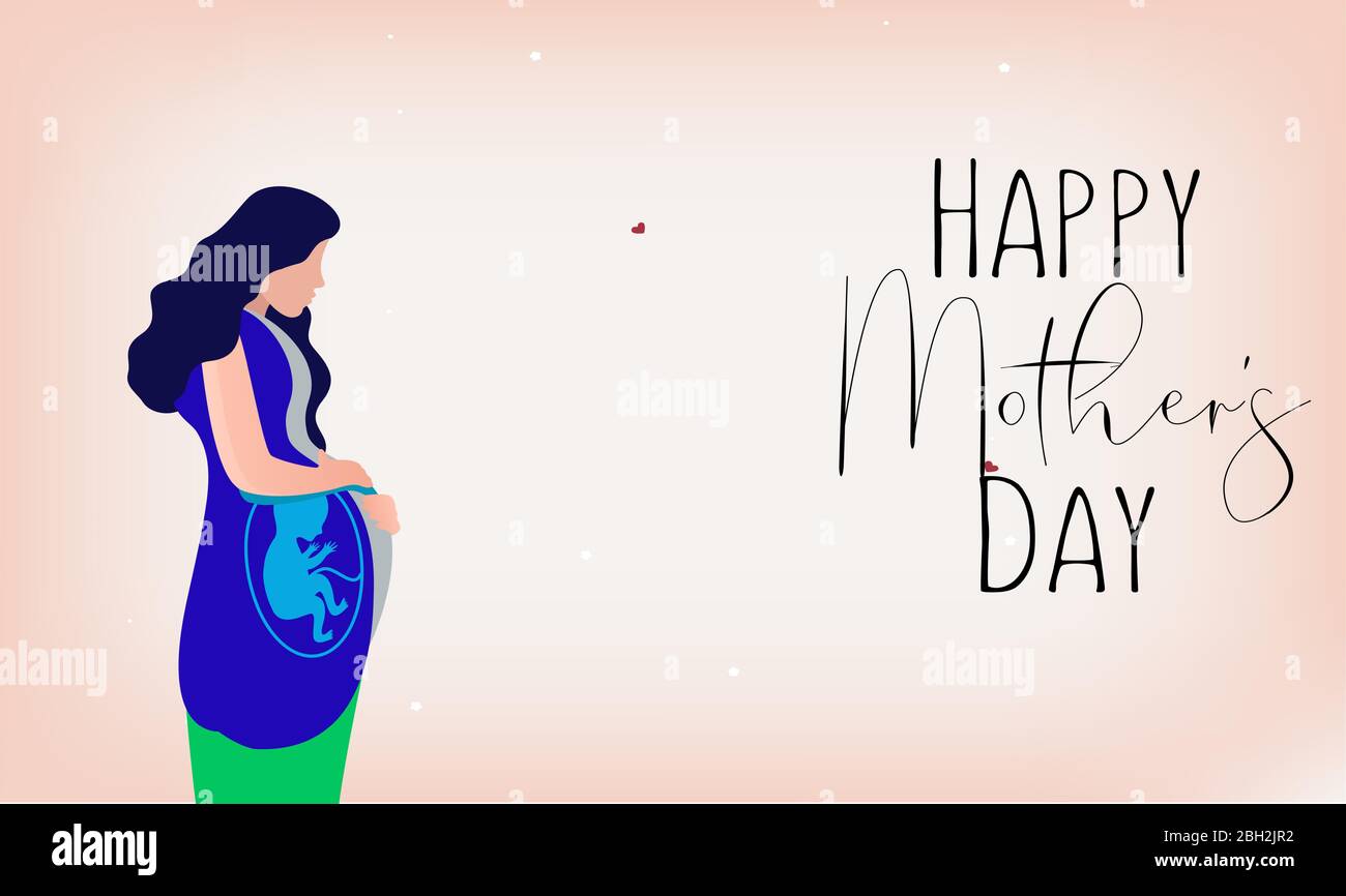 donna incinta con bambino in utero su sfondo giorno madre Illustrazione Vettoriale