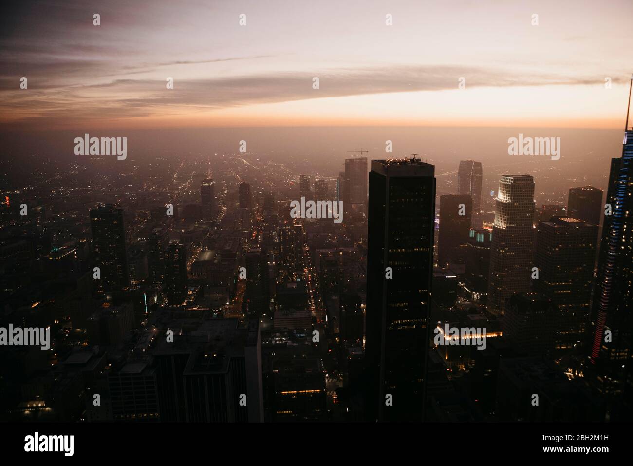 Vista di Los Angeles al crepuscolo, USA Foto Stock