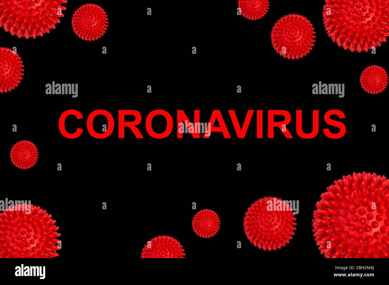 Corona virus covid-19 modello sfondo nero. Epidemia di coronavirus Foto Stock