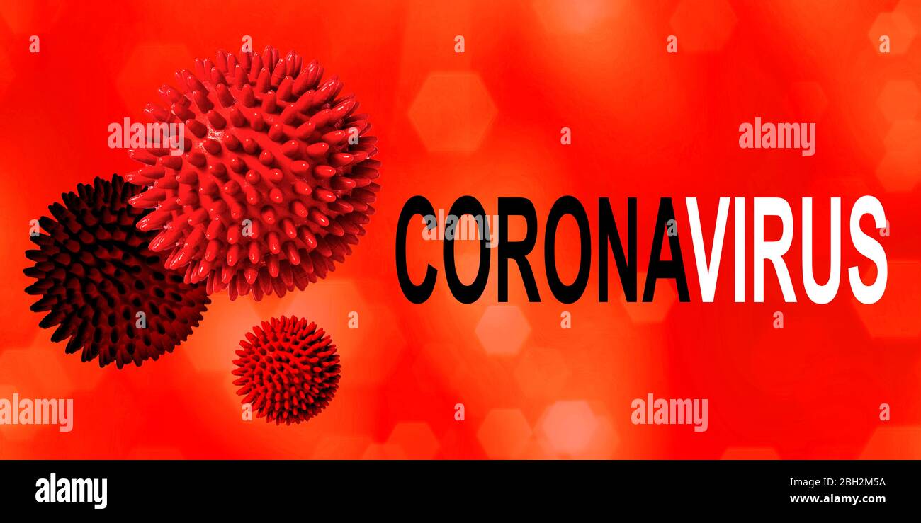 Modello del virus Corona covid-19. Banner concettuale per la pandemia di coronavirus Foto Stock