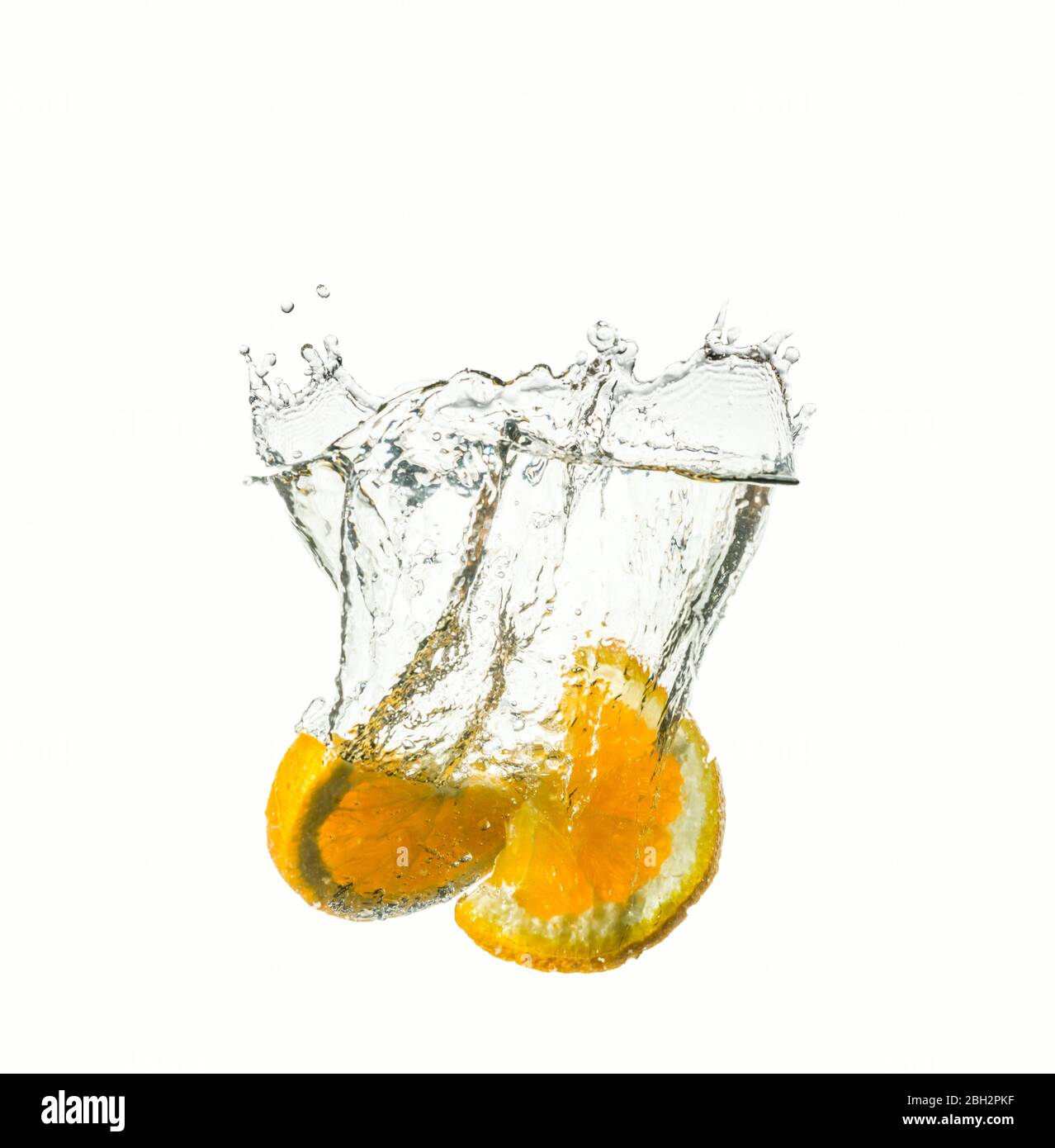 splendido spruzzi d'acqua d'arancio con una vista bellissima Foto Stock