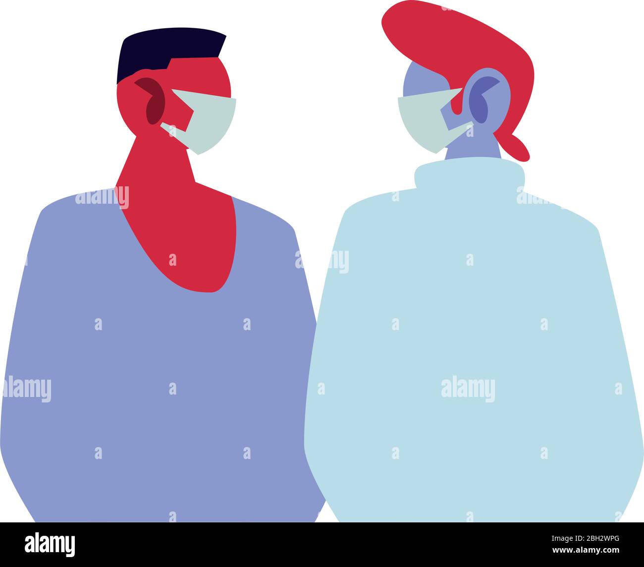 giovani uomini che usano maschere facciali disegno di illustrazione vettoriale Illustrazione Vettoriale