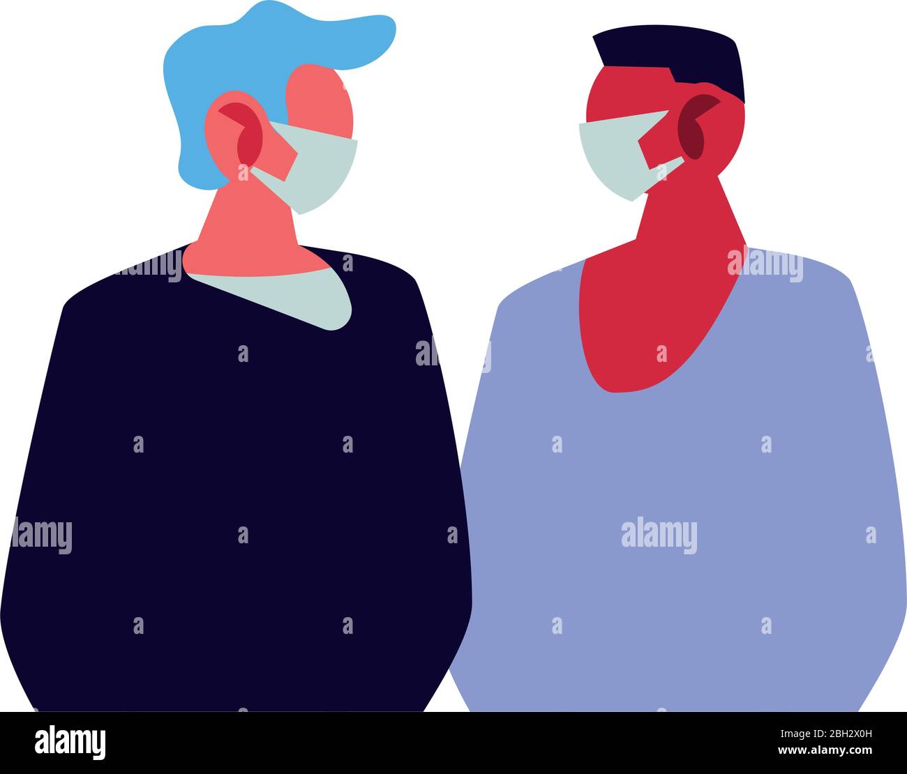 giovani uomini che usano maschere facciali disegno di illustrazione vettoriale Illustrazione Vettoriale