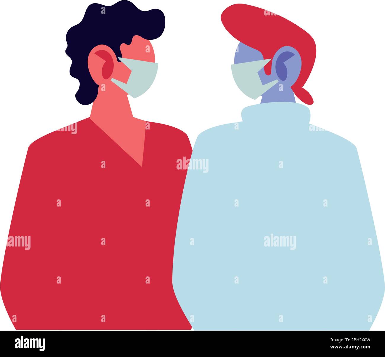 giovani uomini che usano maschere facciali disegno di illustrazione vettoriale Illustrazione Vettoriale