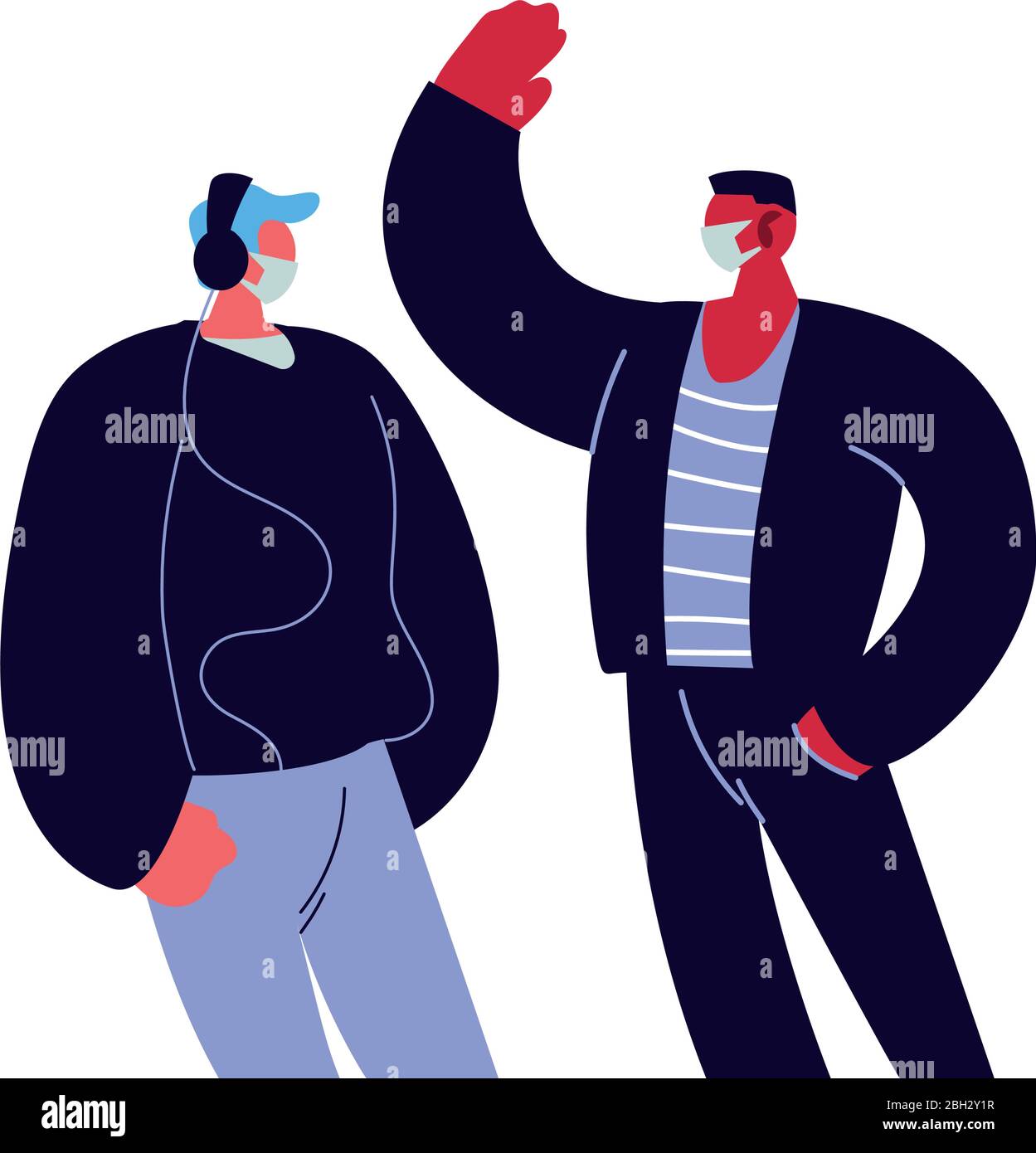 giovani uomini che usano maschere facciali disegno di illustrazione vettoriale Illustrazione Vettoriale