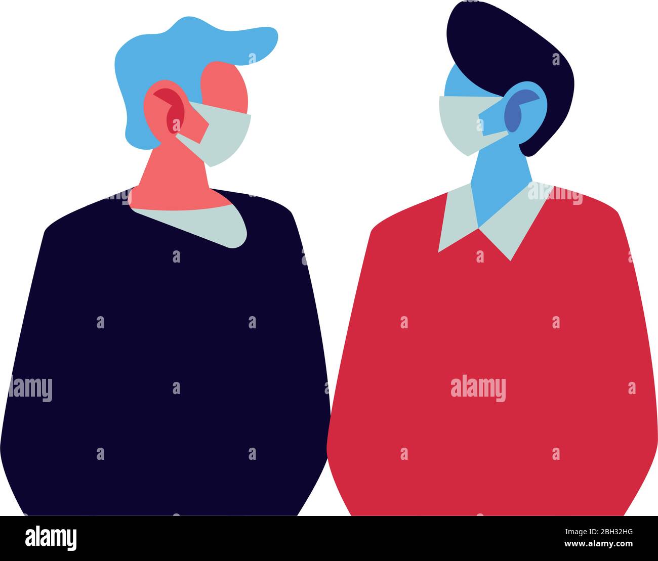 giovani uomini che usano maschere facciali disegno di illustrazione vettoriale Illustrazione Vettoriale