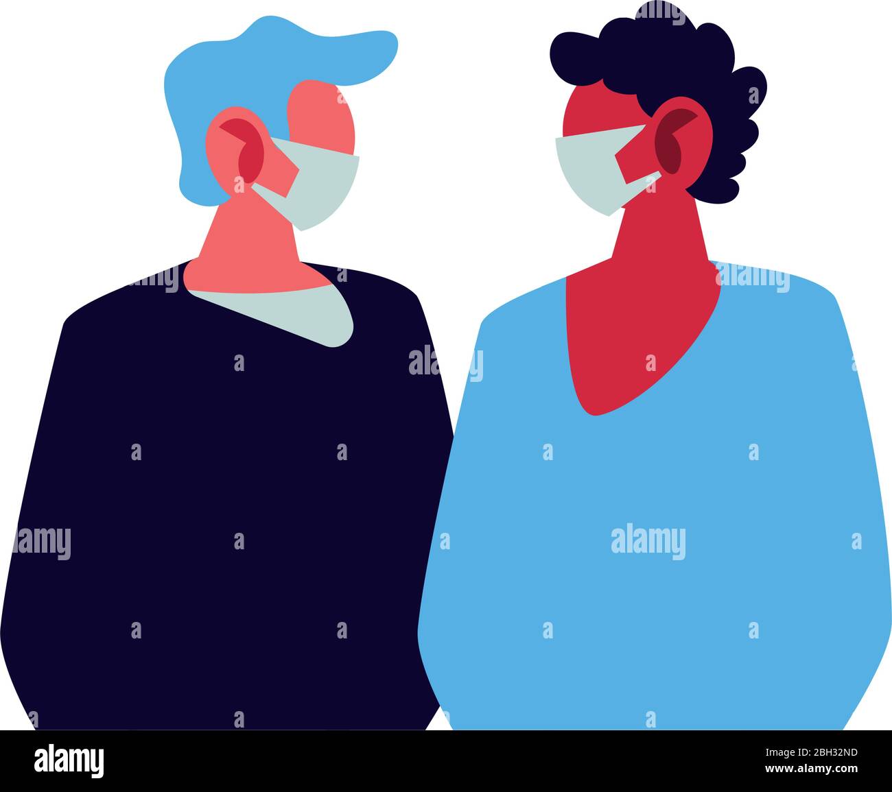 giovani uomini che usano maschere facciali disegno di illustrazione vettoriale Illustrazione Vettoriale