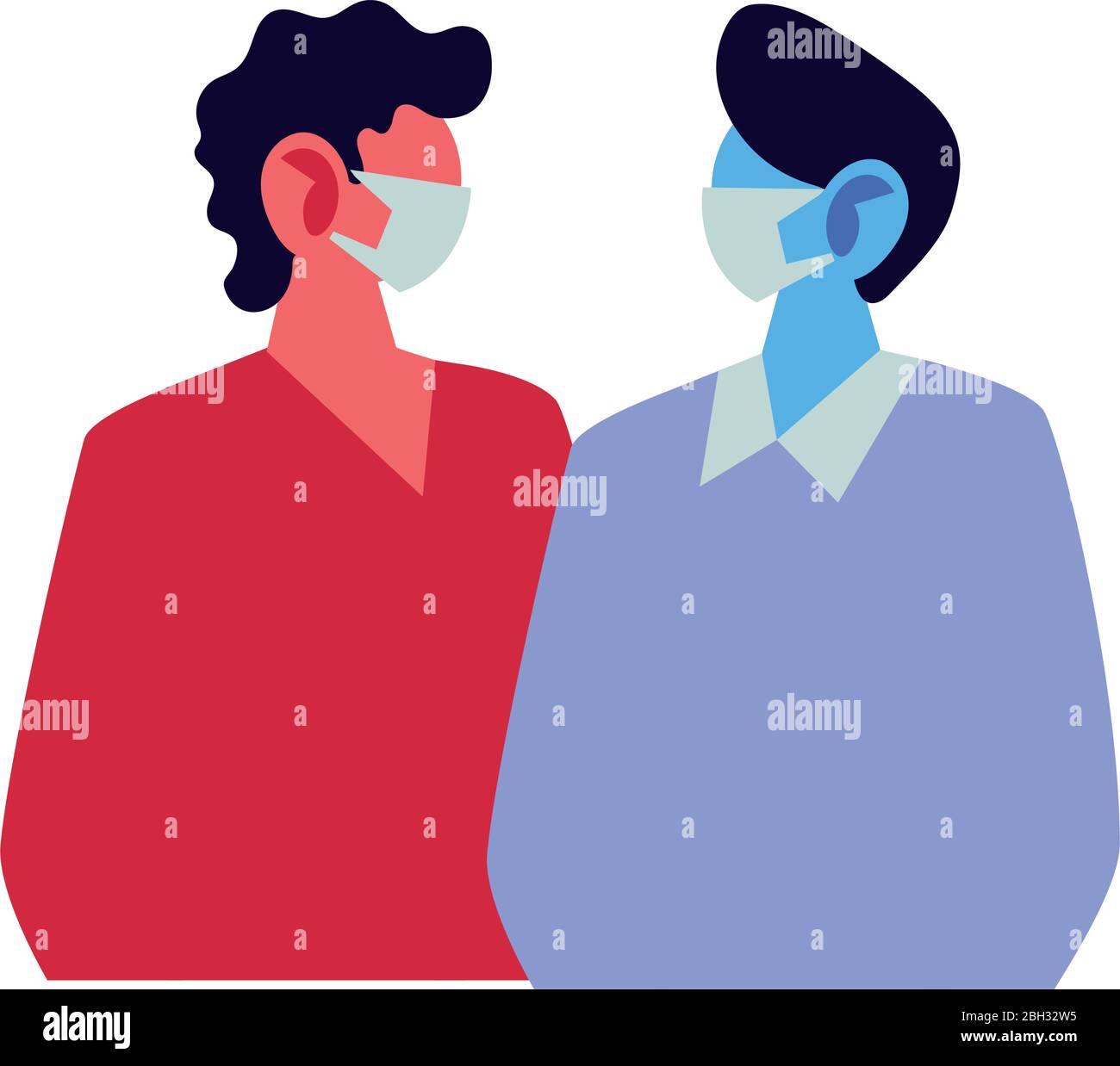 giovani uomini che usano maschere facciali disegno di illustrazione vettoriale Illustrazione Vettoriale