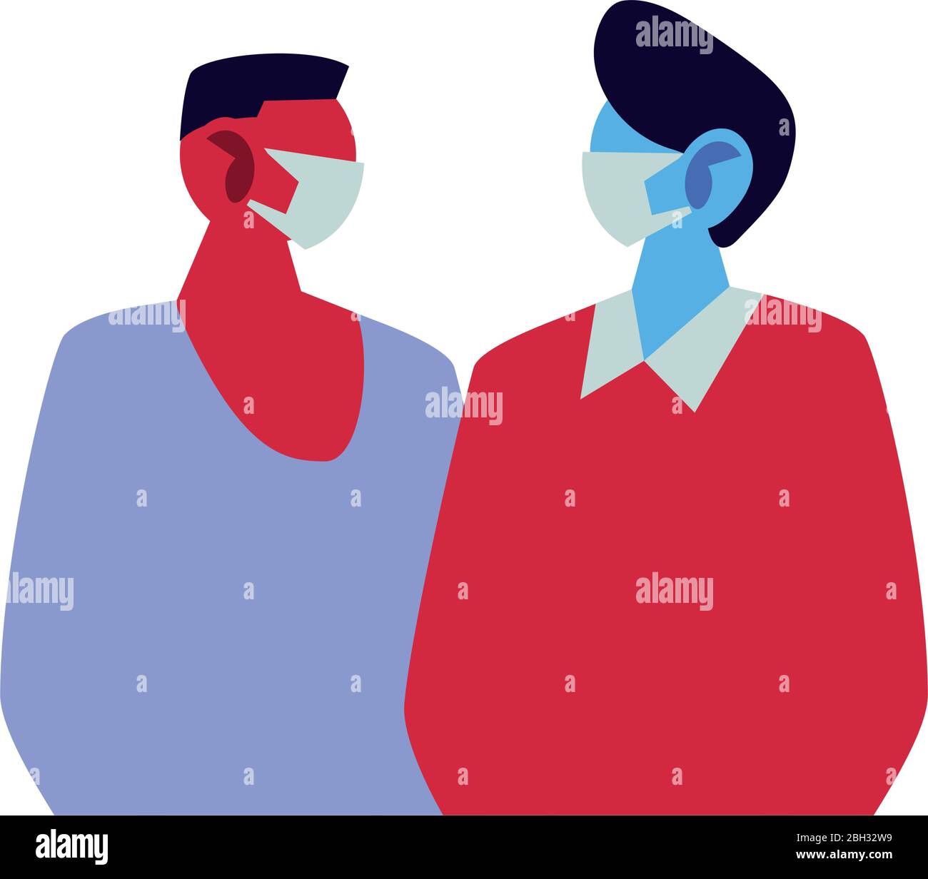 giovani uomini che usano maschere facciali disegno di illustrazione vettoriale Illustrazione Vettoriale