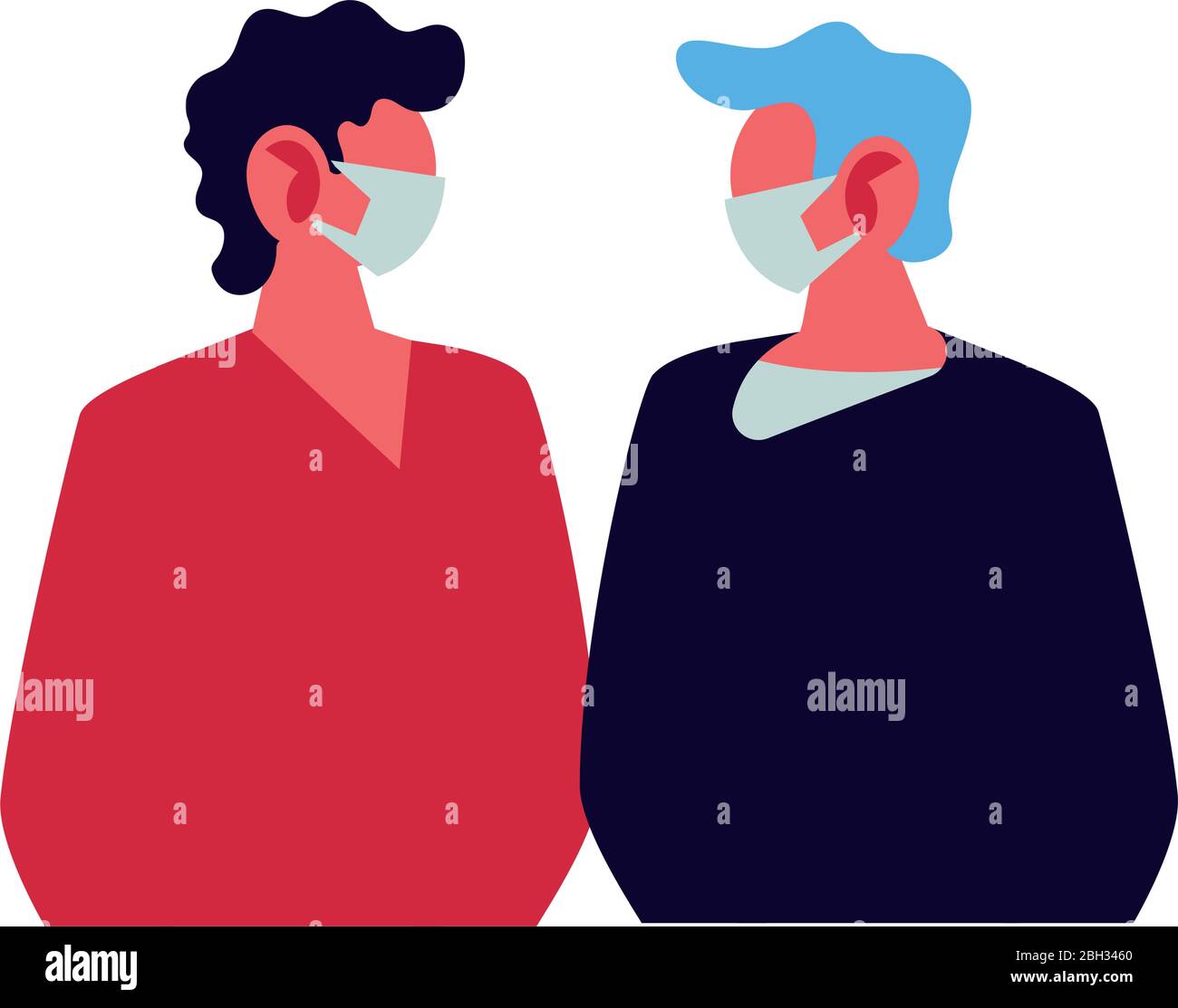 giovani uomini che usano maschere facciali disegno di illustrazione vettoriale Illustrazione Vettoriale