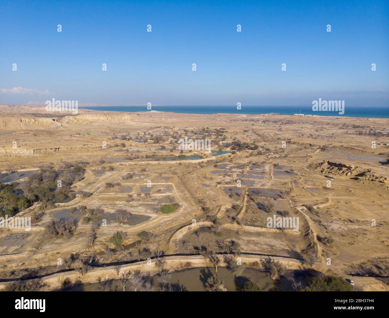 In questa vista aerea drone possiamo vedere il deserto come l'isola di Qeshm in Iran. Questa zona è vicino alla Valle delle Stelle. Foto Stock