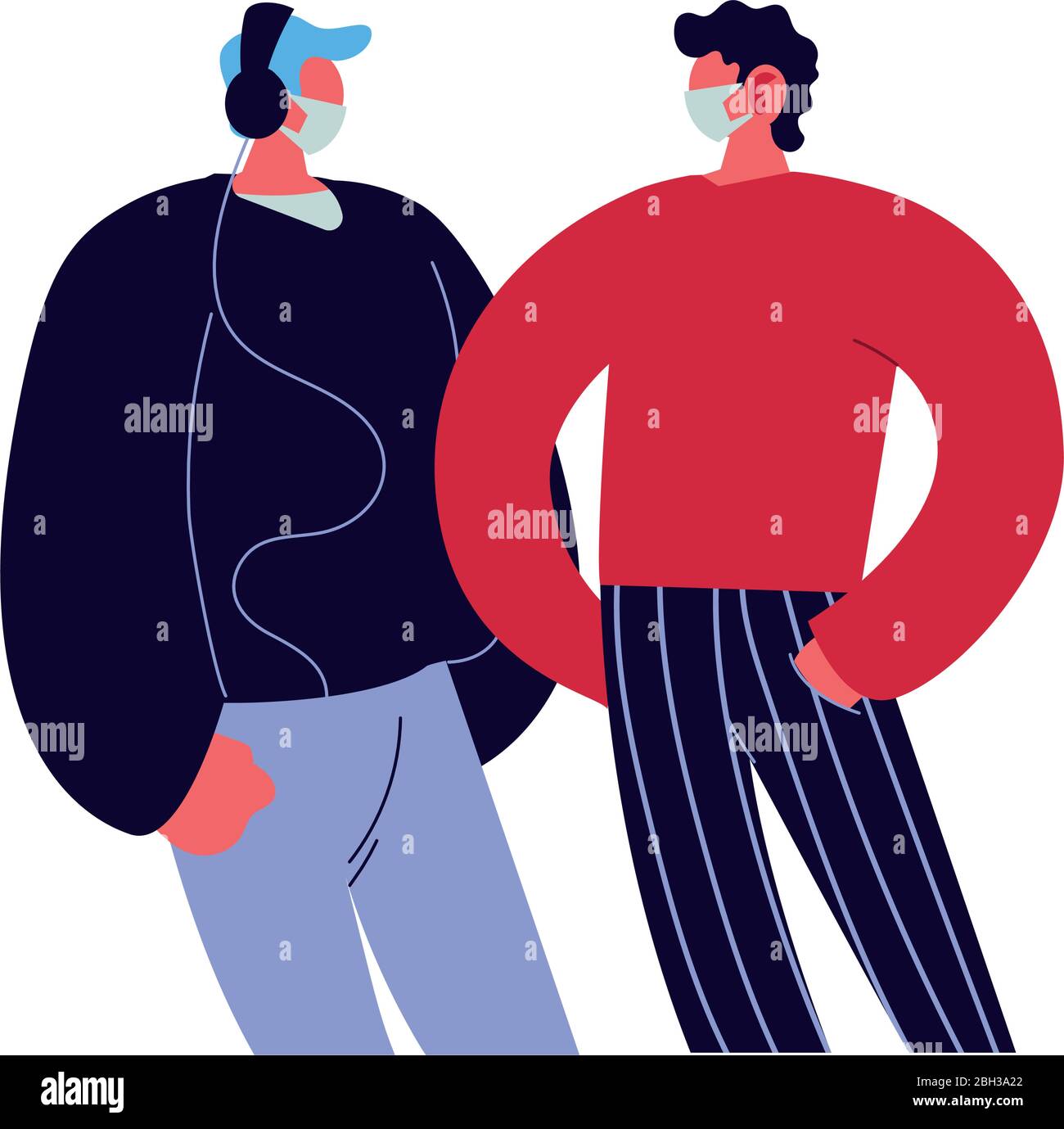 giovani uomini che usano maschere facciali disegno di illustrazione vettoriale Illustrazione Vettoriale