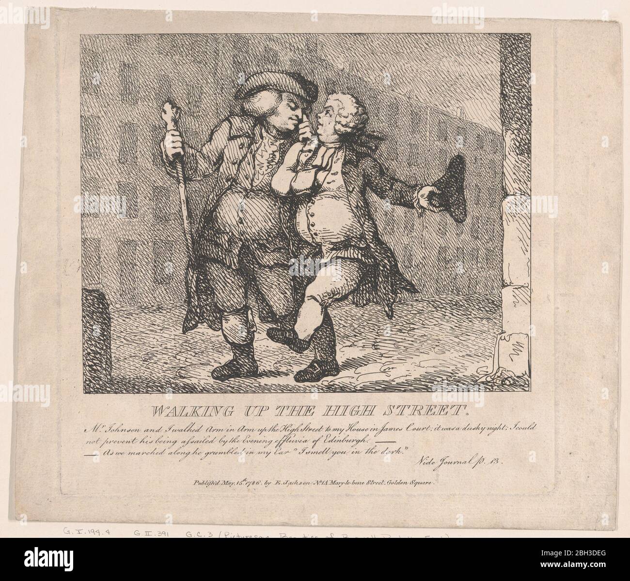 Walking Up the High Street, Edimburgo (le bellezze pittoresche di Boswell, parte prima), 15 maggio 1786. Foto Stock