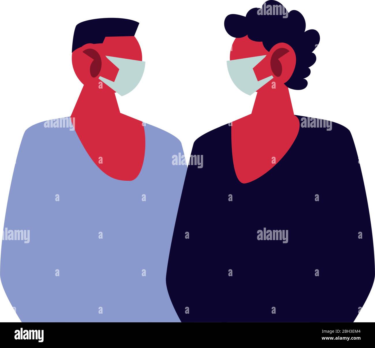 giovani uomini che usano maschere facciali disegno di illustrazione vettoriale Illustrazione Vettoriale