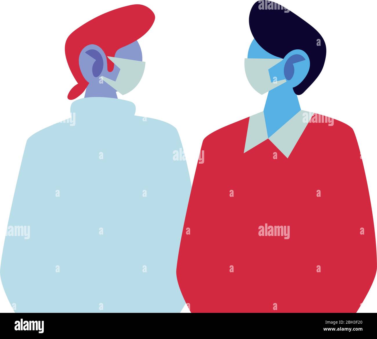 giovani uomini che usano maschere facciali disegno di illustrazione vettoriale Illustrazione Vettoriale