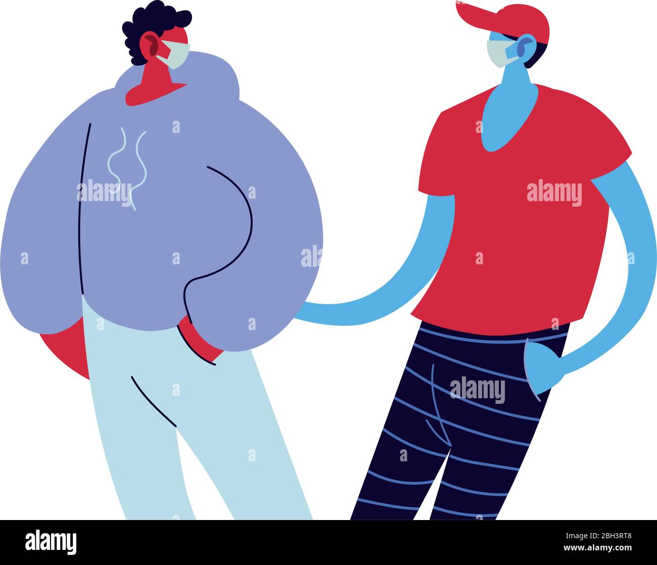 giovani uomini che usano maschere facciali disegno di illustrazione vettoriale Illustrazione Vettoriale