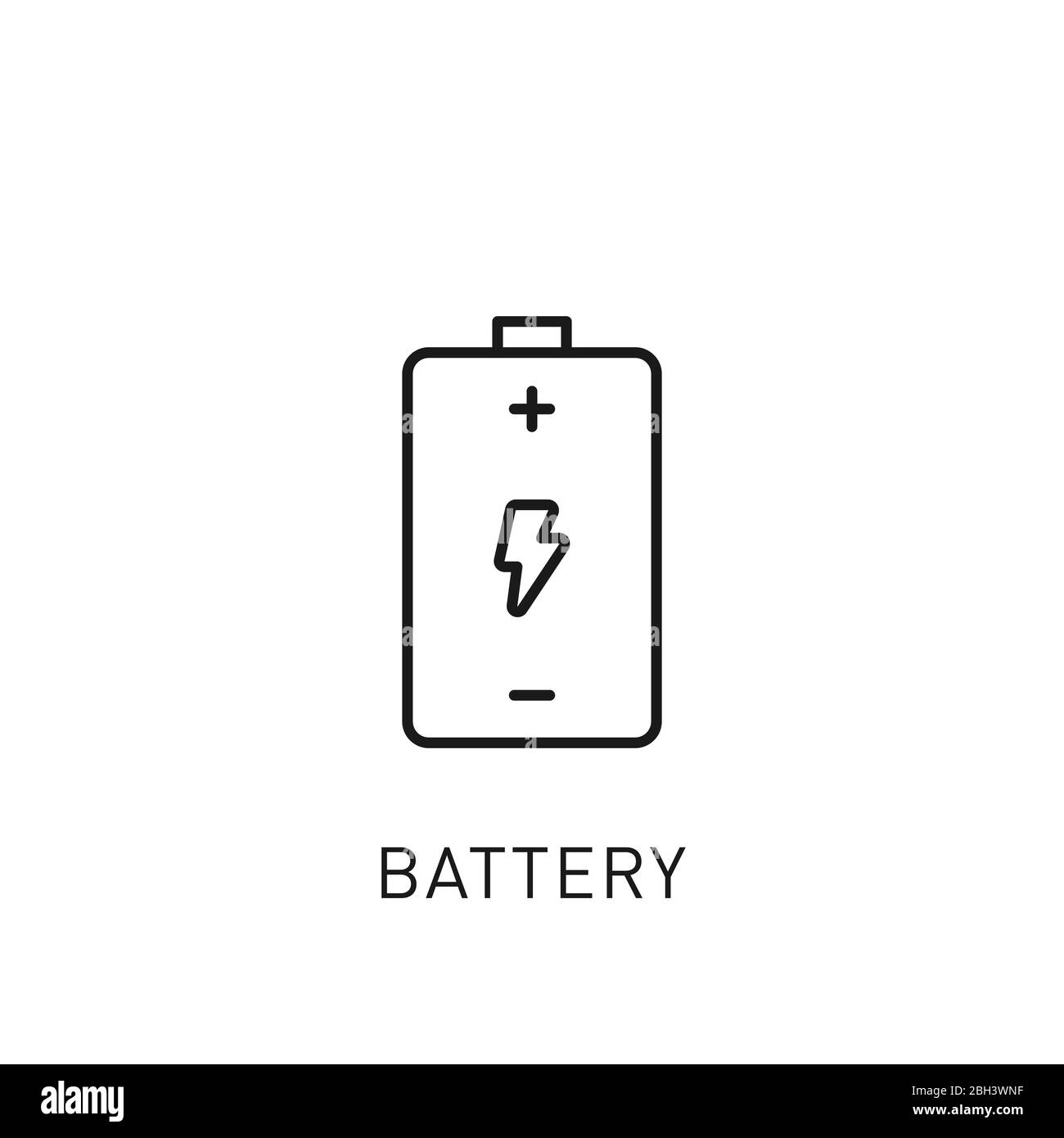 Icona della linea sottile della batteria. Elemento di progettazione per le energie rinnovabili, la tecnologia verde. Illustrazione vettoriale. Illustrazione Vettoriale