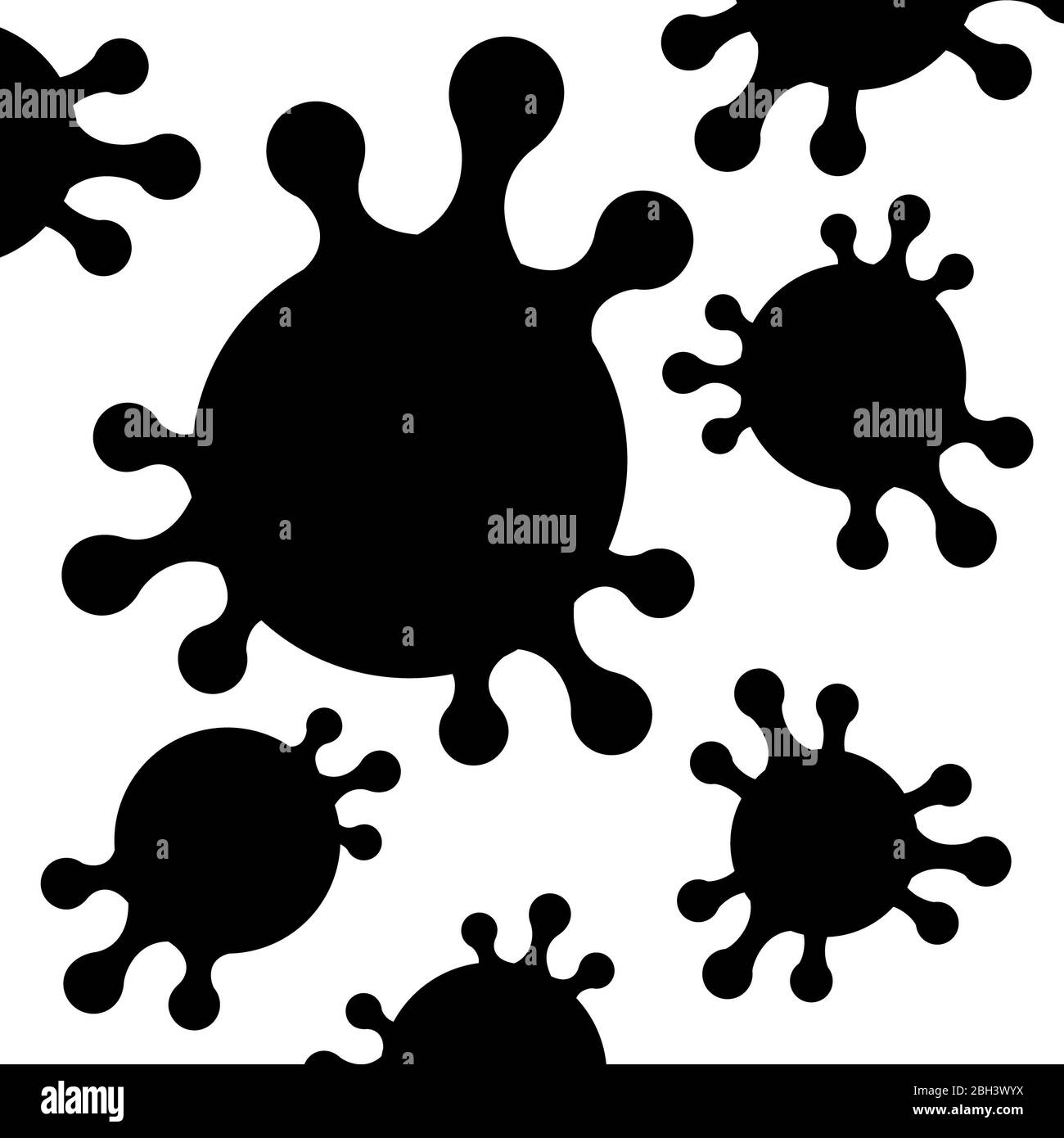 illustrazione del coronavirus alle statistiche di malattia di notizie. stop il virus del covid-19.isolato su sfondo bianco, disegno vettoriale nero isolato su bianco Foto Stock
