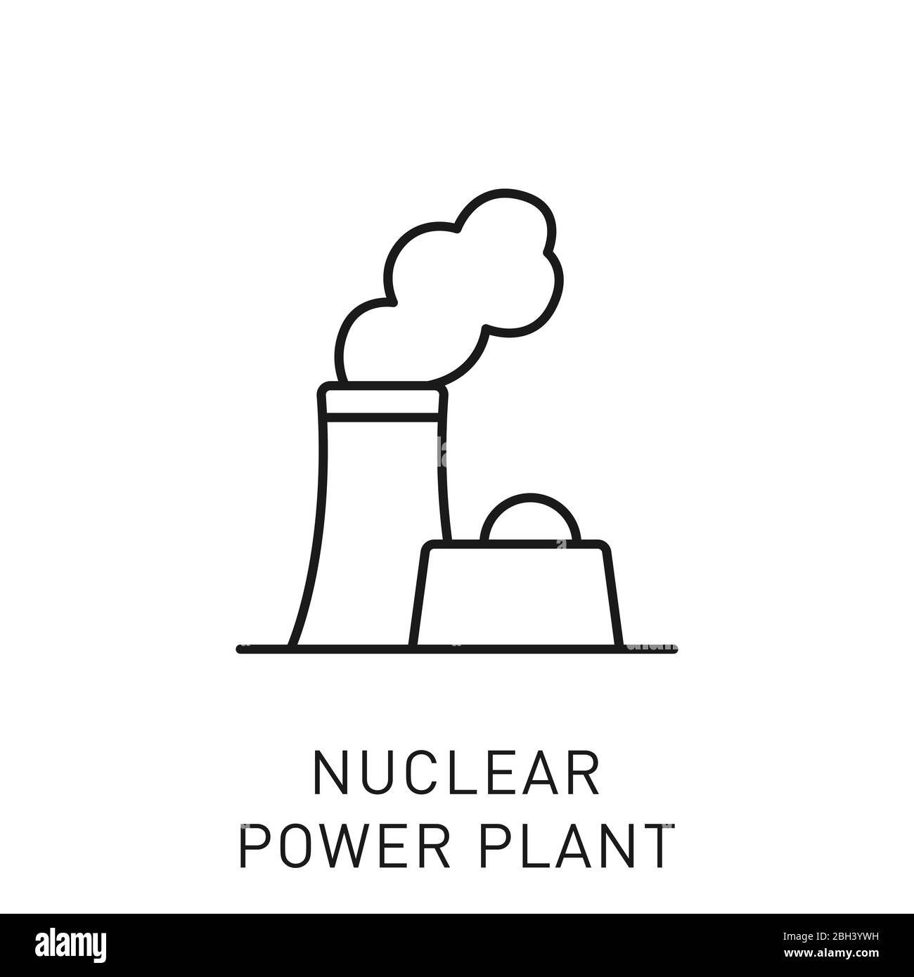 Icona della linea sottile della centrale nucleare. Illustrazione vettoriale. Illustrazione Vettoriale