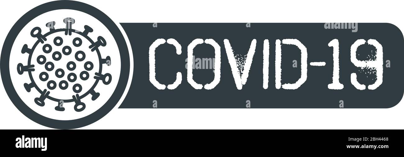 Covid-19 segno con illustrazione del virus Illustrazione Vettoriale