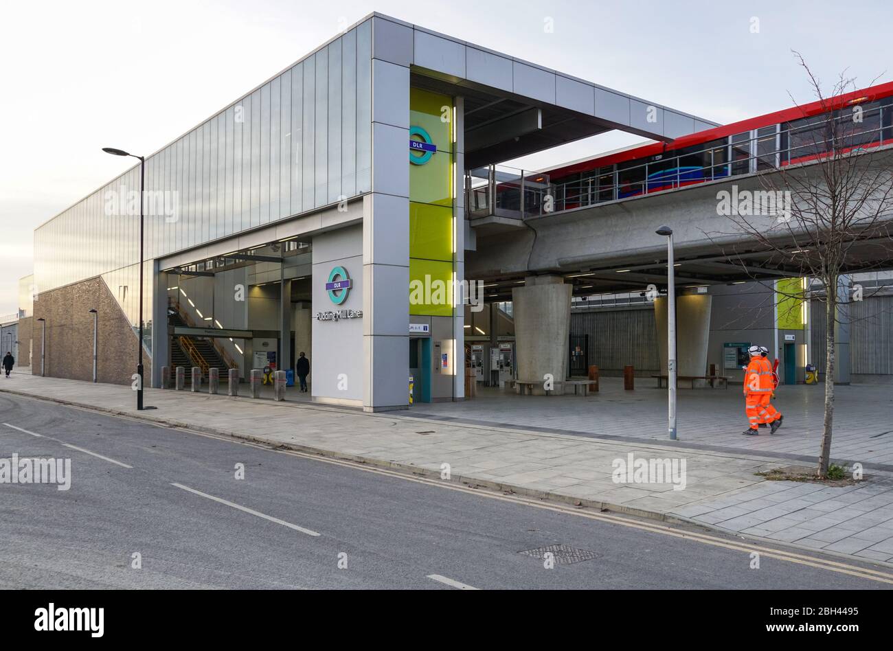 Pudding Mill Lane Station, Londra Inghilterra Regno Unito Regno Unito Foto Stock