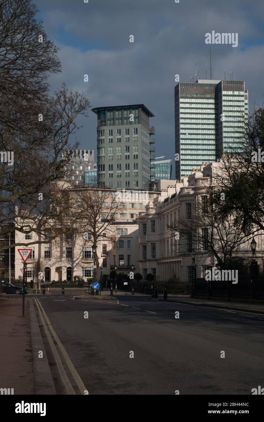 James Burton Neoclassico Regency Architecture Stucco Classico tradizionale Park Square East, Londra NW1 di John Nash Foto Stock