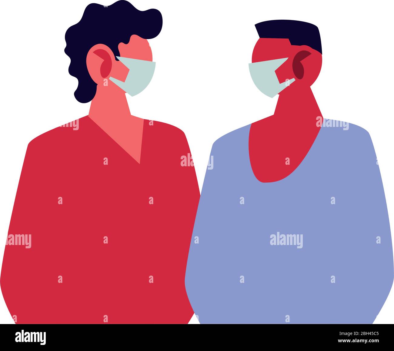 giovani uomini che usano maschere facciali disegno di illustrazione vettoriale Illustrazione Vettoriale