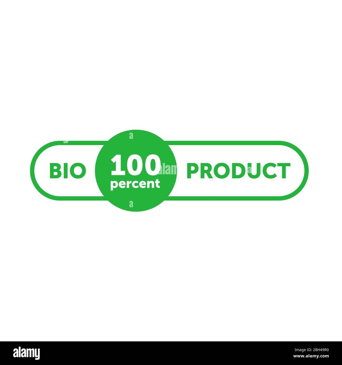 BIO 100% prodotto verde rettangolo arrotondato badge. Elemento di progettazione per il design del packaging e materiale promozionale. Illustrazione vettoriale. Illustrazione Vettoriale