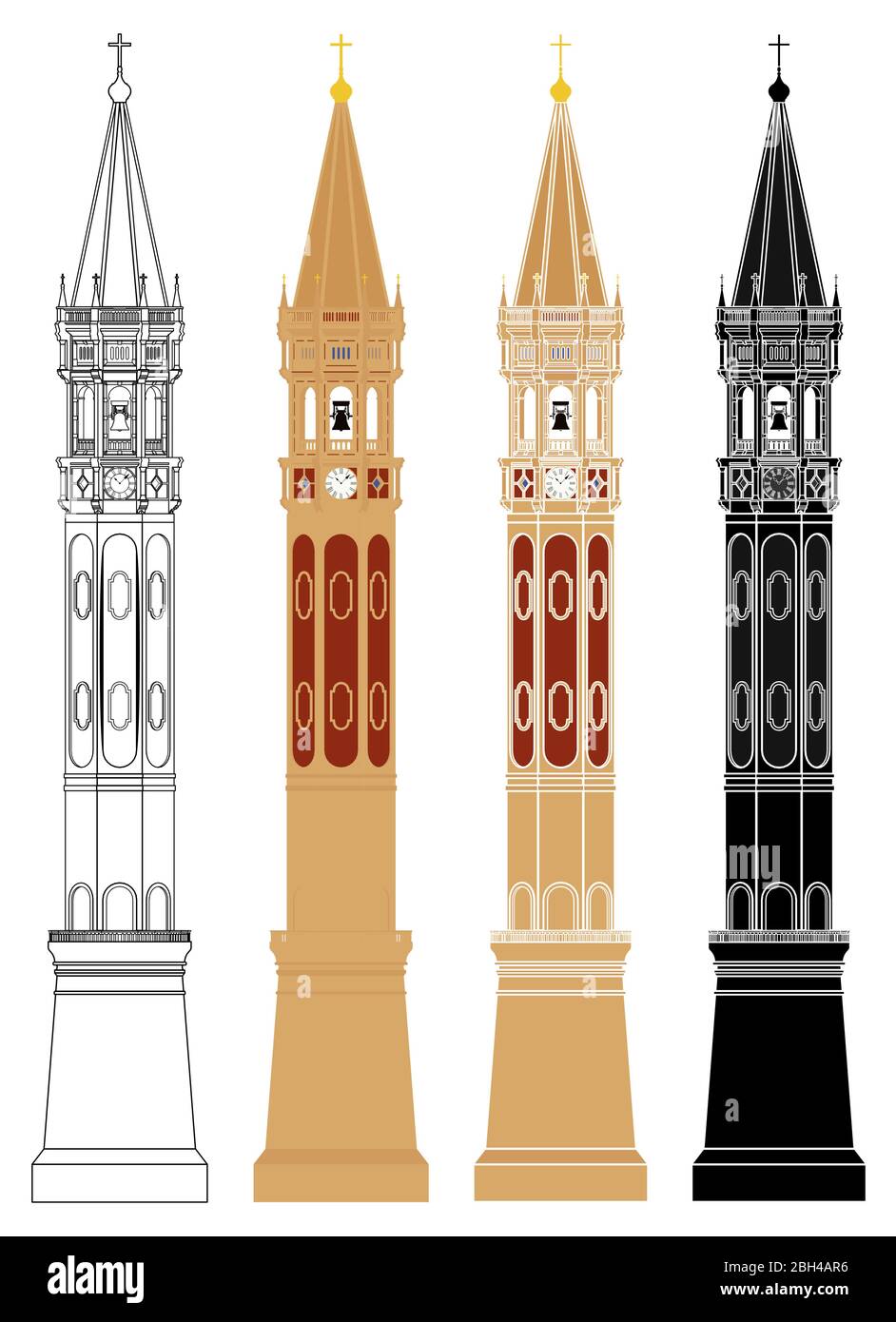 Campanile di Lecco città in vista frontale Illustrazione Vettoriale