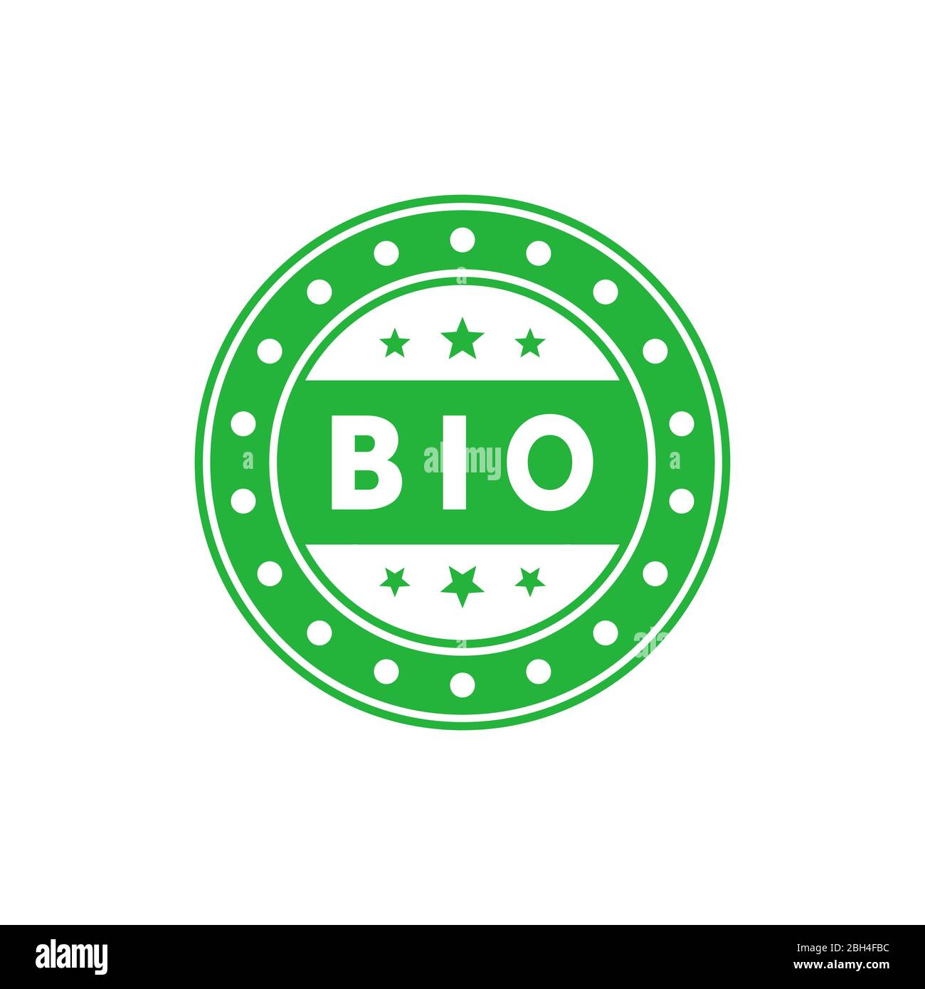 BIO 100% prodotto verde stella badge. Elemento di progettazione per il design del packaging e materiale promozionale. Illustrazione vettoriale. Illustrazione Vettoriale