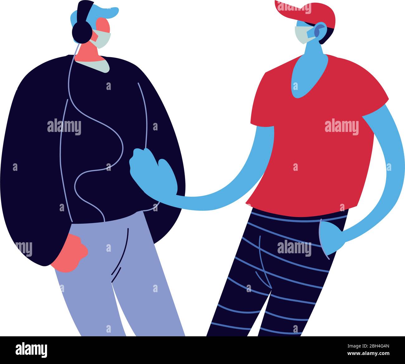 giovani uomini che usano maschere facciali disegno di illustrazione vettoriale Illustrazione Vettoriale