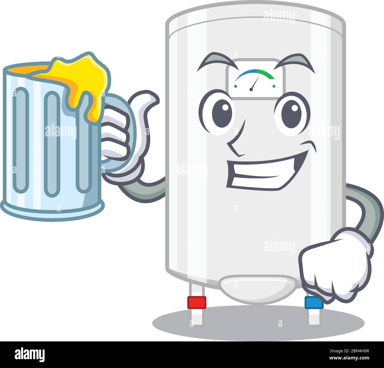 Un concetto di cartone animato di gas acqua scaldabagno alzano un bicchiere  di birra Immagine e Vettoriale - Alamy