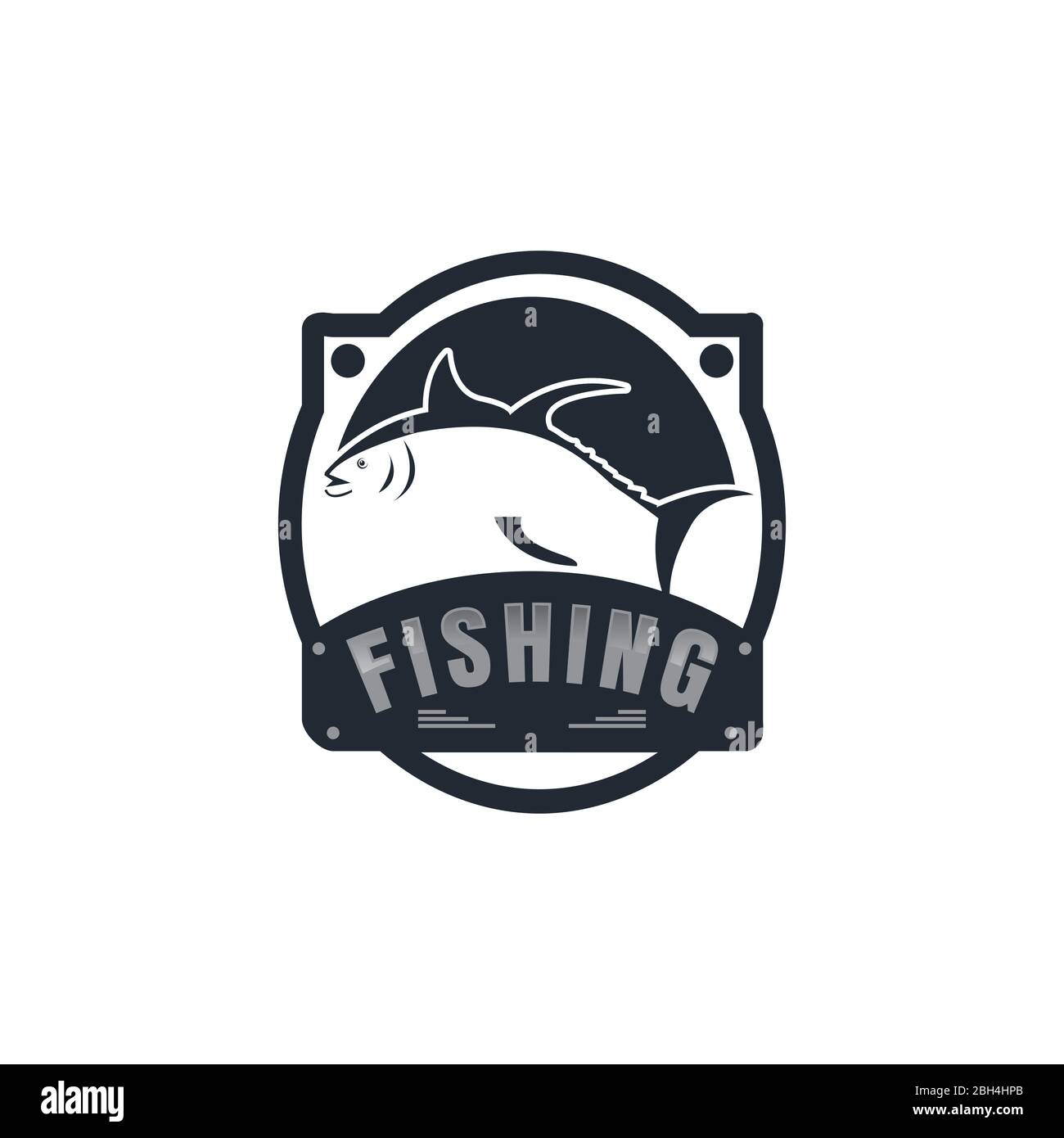 logo di pesca isolato su illustrazione vettoriale bianca Illustrazione Vettoriale