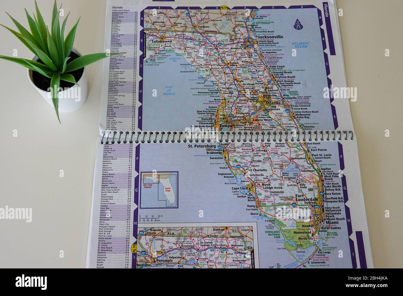 Una carta della Florida negli Stati Uniti. Foto Stock