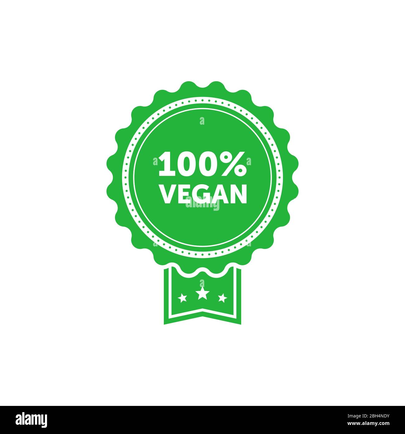 100 percento emblema verde Vegan. Elemento di progettazione per il design del packaging e materiale promozionale. Illustrazione vettoriale. Illustrazione Vettoriale