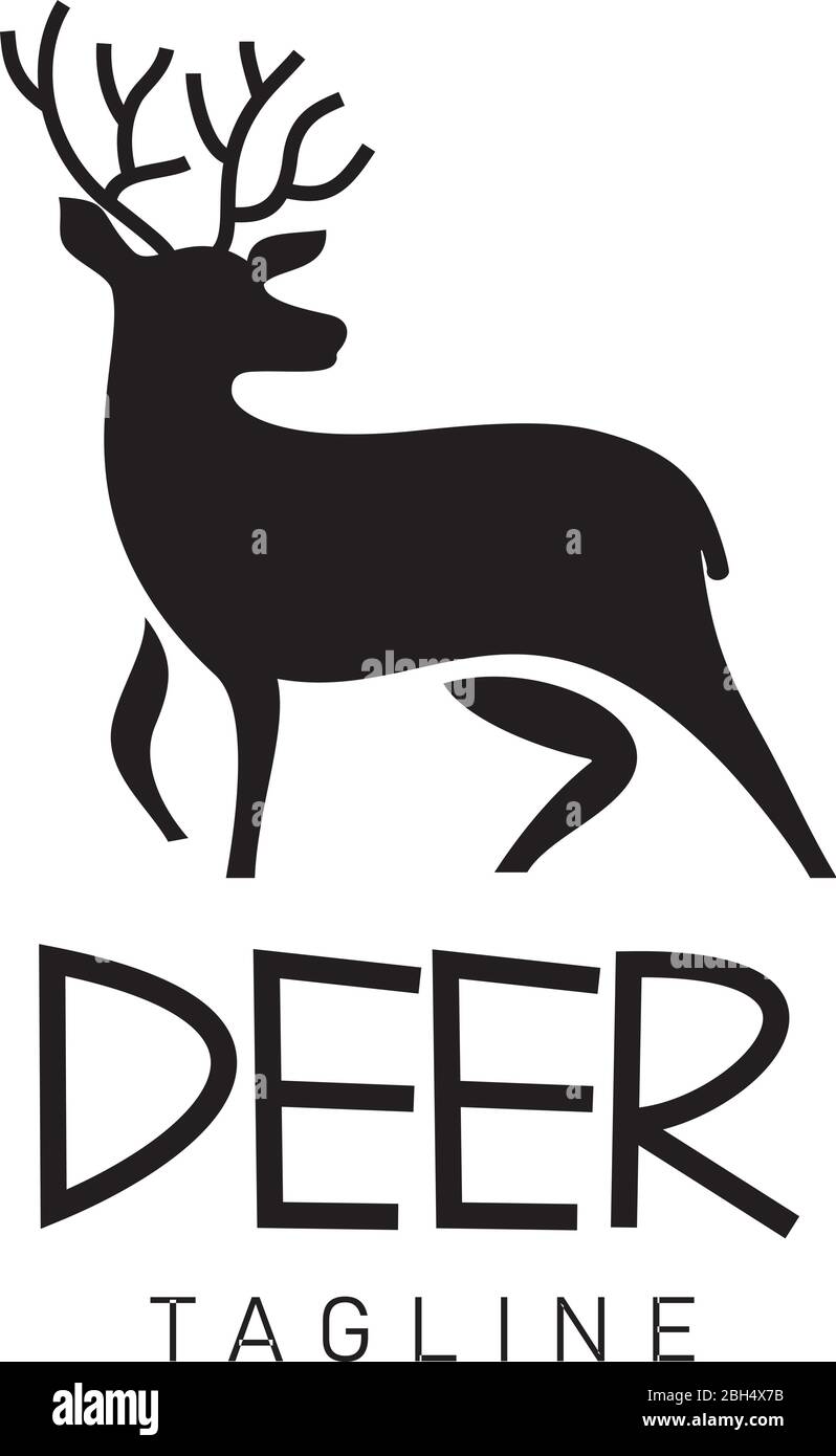 design con logo vintage deer silhouette Illustrazione Vettoriale