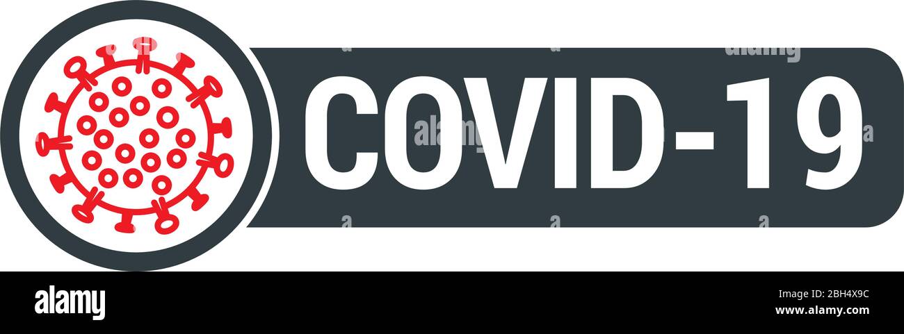 Covid-19 segno con illustrazione del virus Illustrazione Vettoriale