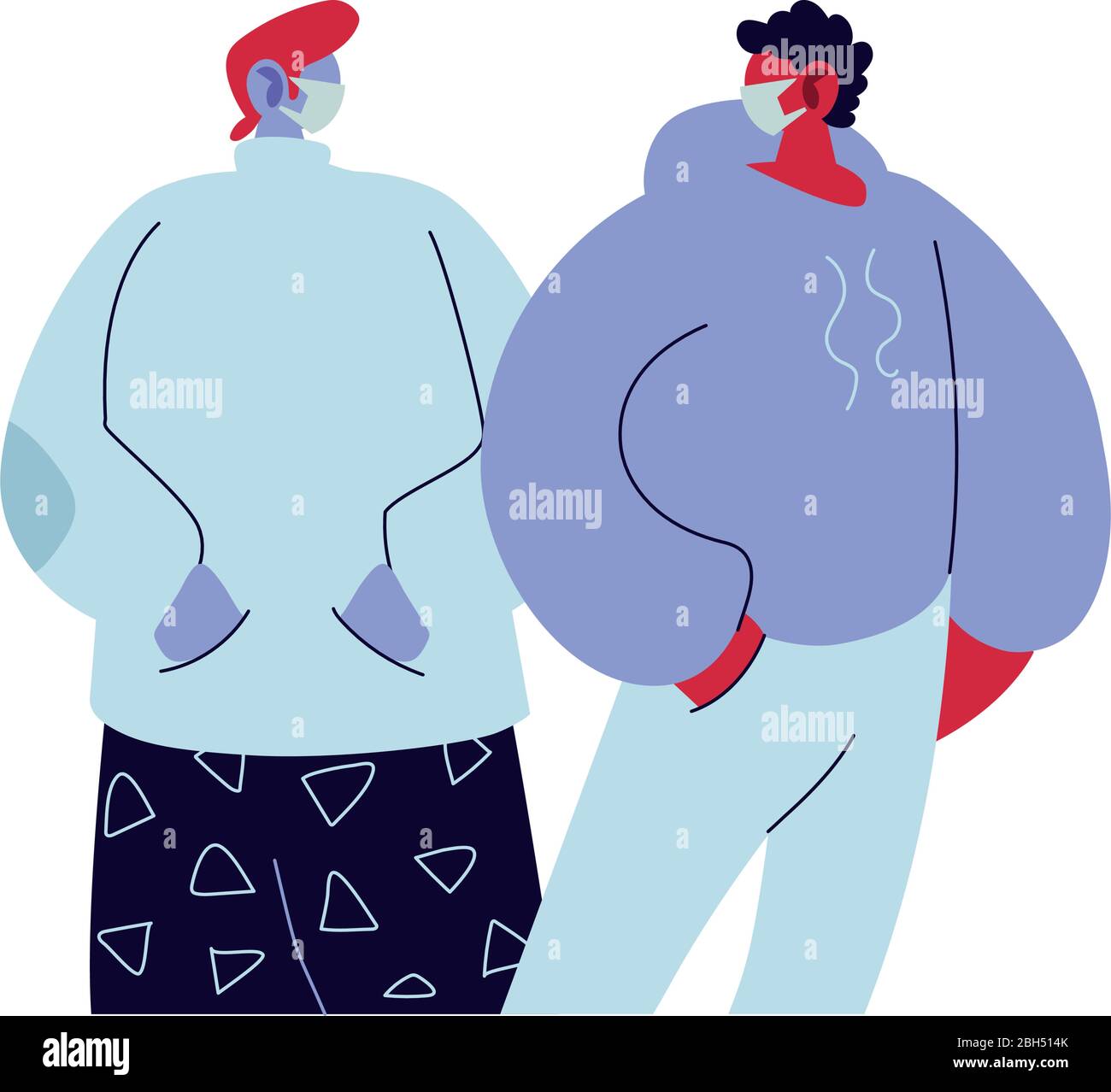 giovani uomini che usano maschere facciali disegno di illustrazione vettoriale Illustrazione Vettoriale