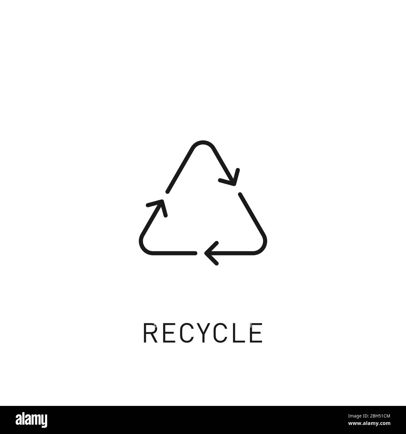 Icona di riciclo della linea sottile. Elemento di progettazione per le energie rinnovabili, la tecnologia verde. Illustrazione vettoriale. Illustrazione Vettoriale