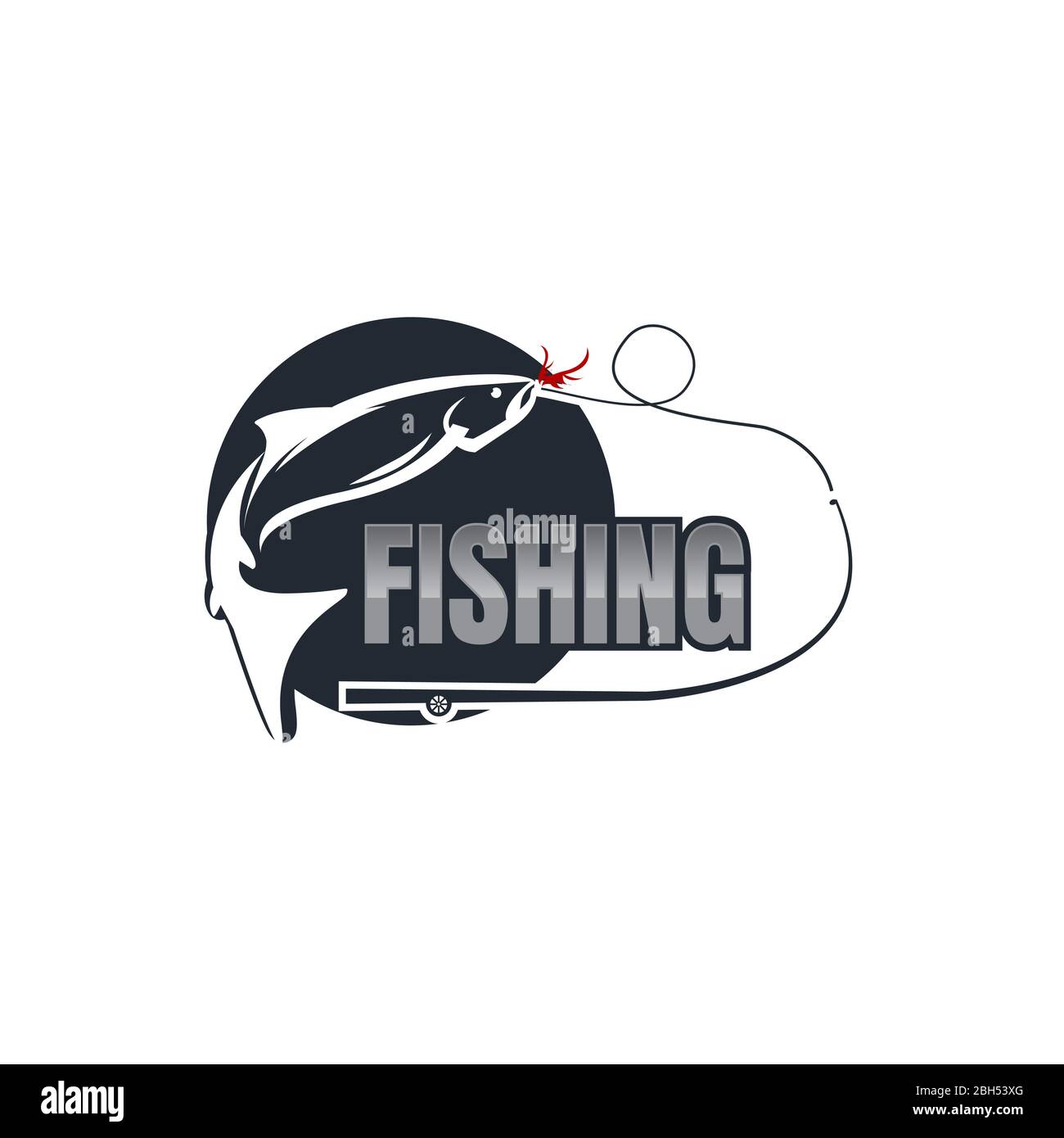 logo di pesca isolato su illustrazione vettoriale bianca Illustrazione Vettoriale