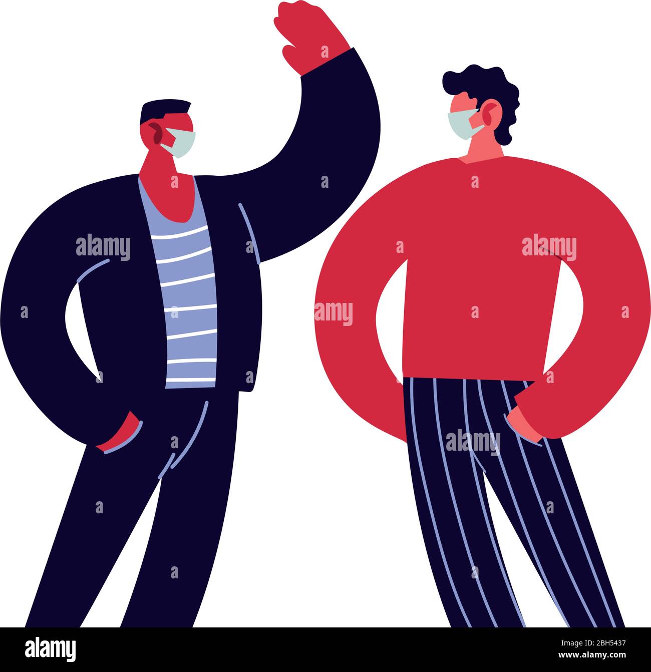 giovani uomini che usano maschere facciali disegno di illustrazione vettoriale Illustrazione Vettoriale