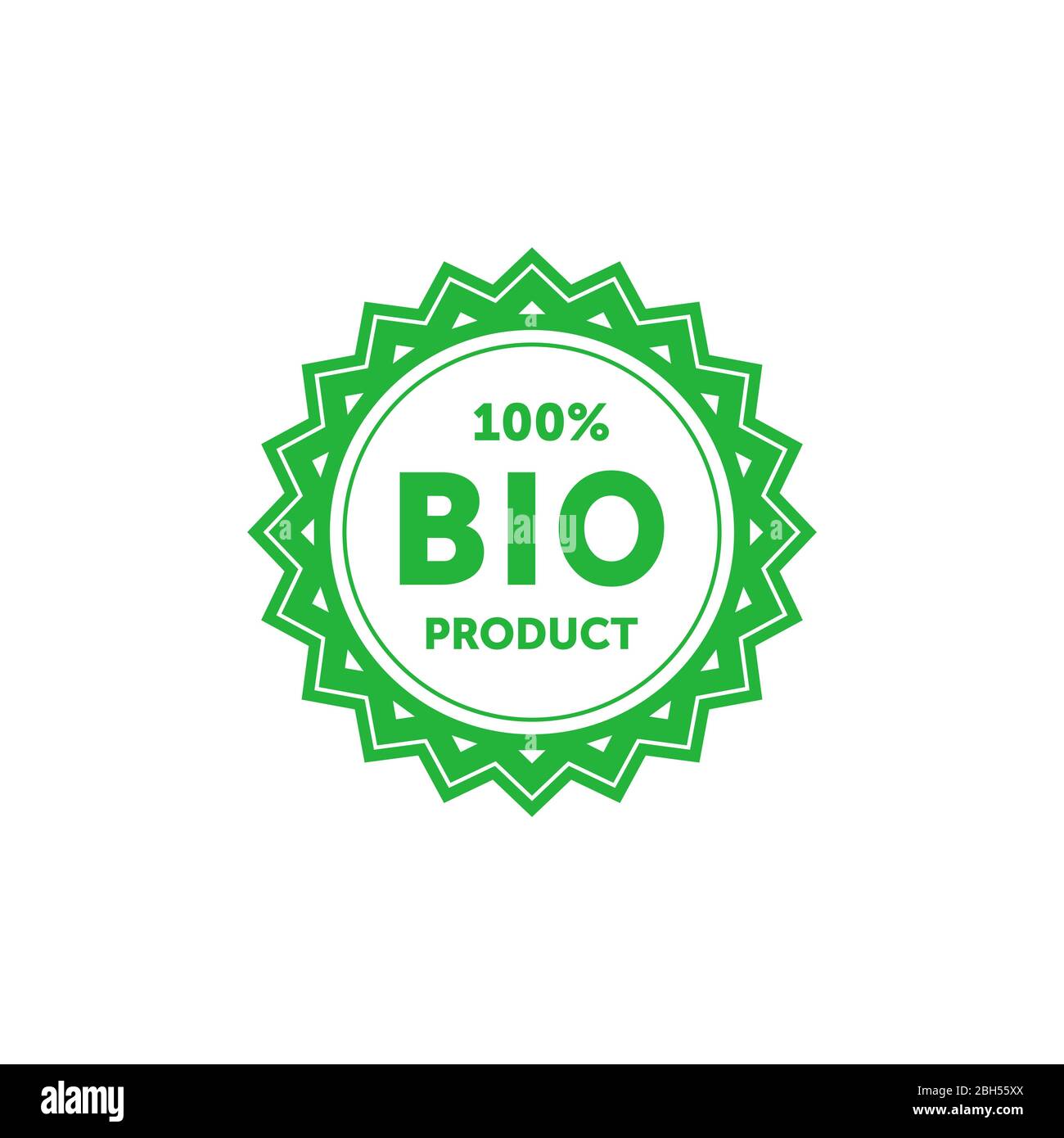 BIO 100% prodotto verde stella badge. Elemento di progettazione per il design del packaging e materiale promozionale. Illustrazione vettoriale. Illustrazione Vettoriale