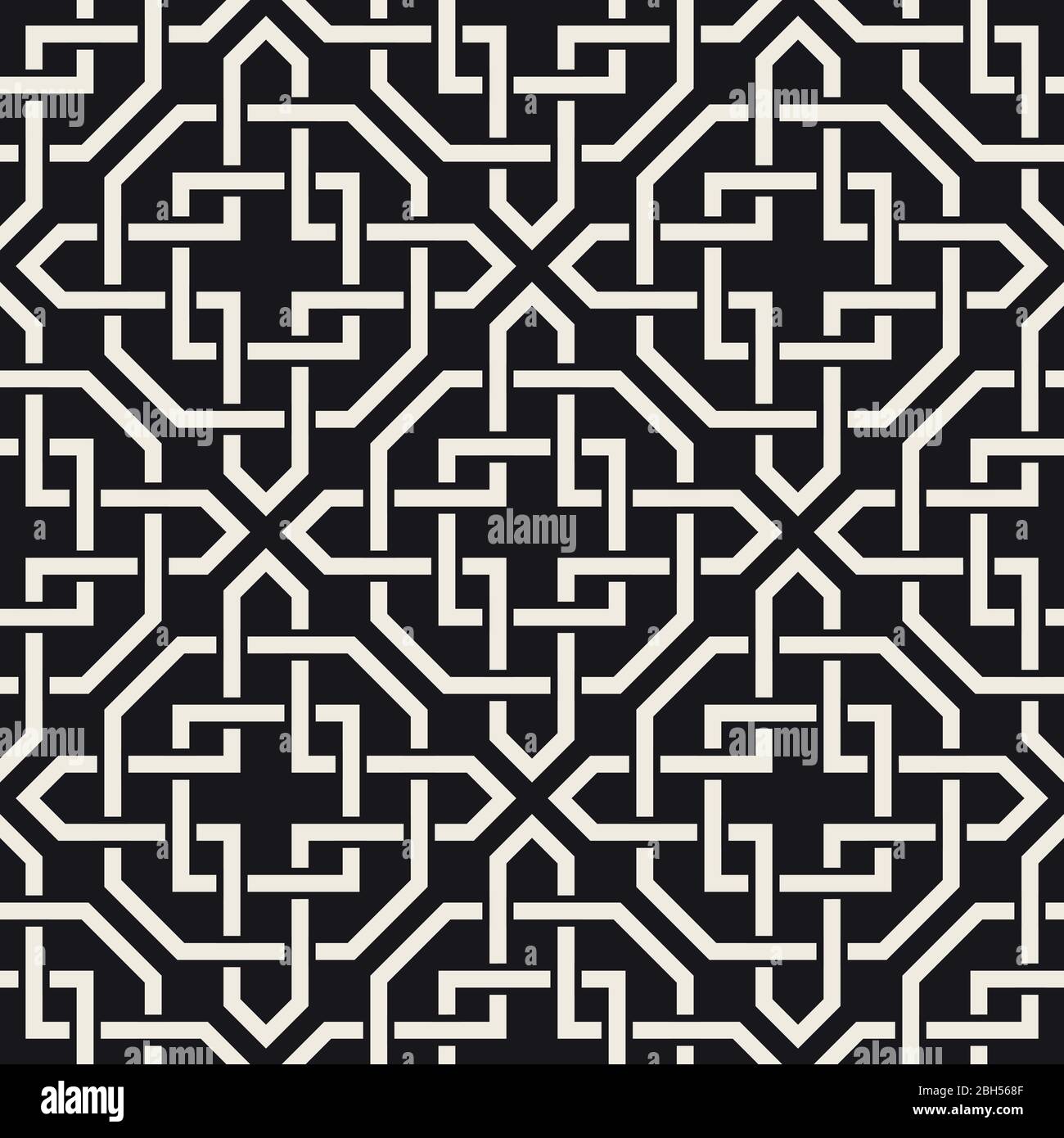 Modello etnico senza giunture vettoriale. Antica struttura astratta. Ripetizione di linee interlacciate geometriche a forma di croce. Illustrazione Vettoriale