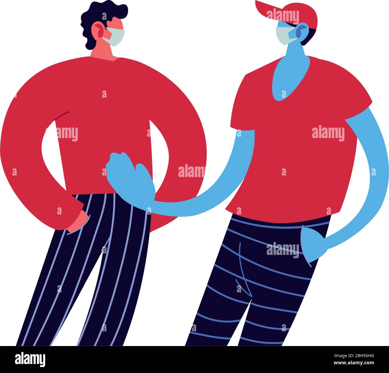 giovani uomini che usano maschere facciali disegno di illustrazione vettoriale Illustrazione Vettoriale