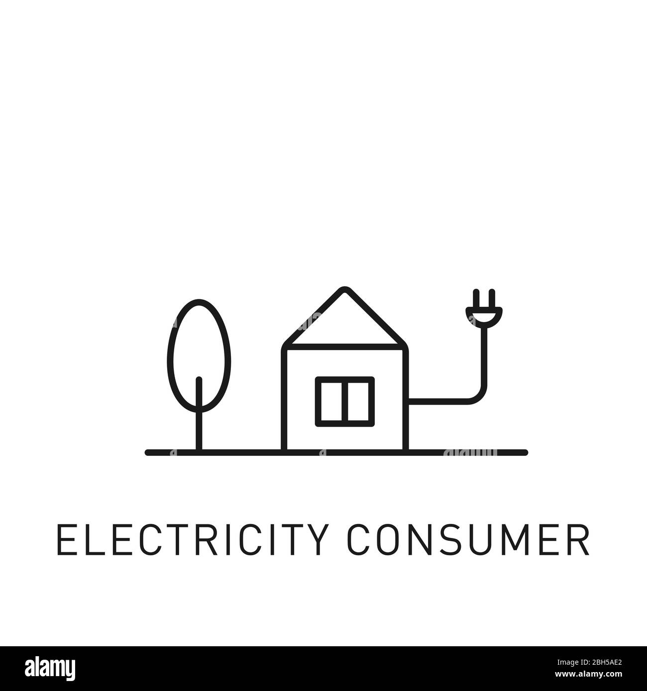 Icona linea sottile consumatore di elettricità. Elemento di progettazione per le energie rinnovabili, la tecnologia verde. Illustrazione vettoriale. Illustrazione Vettoriale