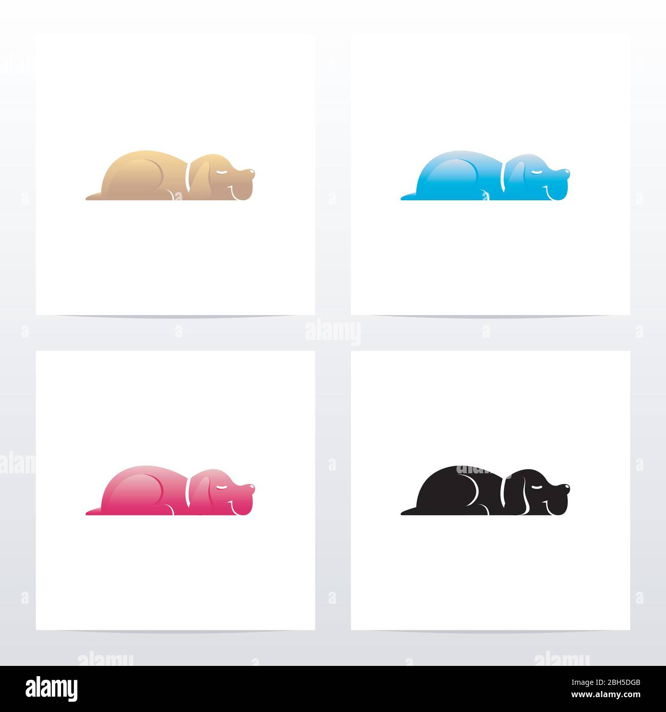 Dog Sleeping on the Floor Logo Design Illustrazione Vettoriale