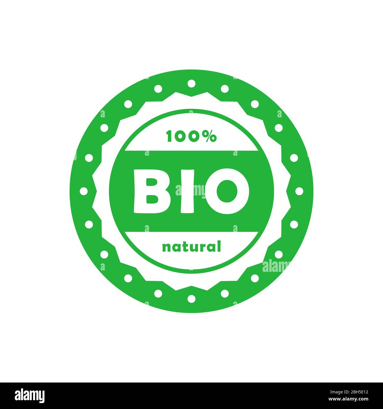 Badge verde naturale 100% BIO. Elemento di progettazione per il design del packaging e materiale promozionale. Illustrazione vettoriale. Illustrazione Vettoriale