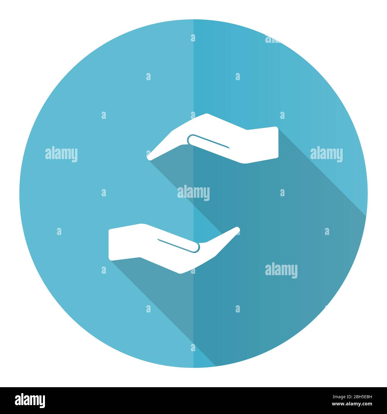 Mano per la cura dell'uomo blu rotondo disegno piatto icona vettoriale isolato su sfondo bianco Illustrazione Vettoriale