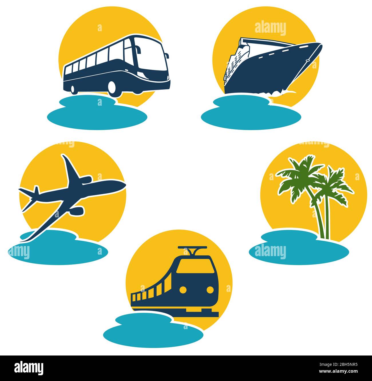 Viaggia in aereo, autobus, barca e treno espresso Illustrazione Vettoriale